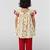 Girls' multicolour cotton a-line kurta & red pant set | ruffle sleeves | animal print | casual & festive ethnic wear