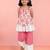 Girls pink cotton schiffli digital floral flare top with palazzo set