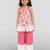 Girls pink cotton schiffli digital floral flare top with palazzo set