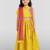 Girls yellow cotton digital animal print resham embroidery lehenga choli with net dupatta set