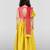 Girls yellow cotton digital animal print resham embroidery lehenga choli with net dupatta set