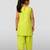 Girls parrot green cotton slub applique abstract embroidery sleeveless kurta with pyjama set