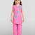 Girls pink cotton slub embroidered kurta with pant set | applique abstract | sleeveless | festive casual wear