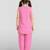 Girls pink cotton slub embroidered kurta with pant set | applique abstract | sleeveless | festive casual wear