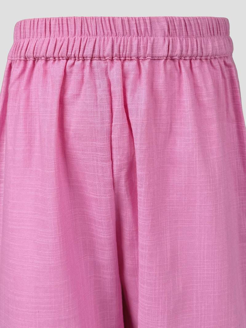 Girls pink cotton slub embroidered kurta with pant set | applique abstract | sleeveless | festive casual wear