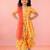 Girls yellow cotton digital floral print kurta with palazzo set | short sleeves | v-neck | festive casual