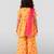 Girls yellow cotton digital floral print kurta with palazzo set | short sleeves | v-neck | festive casual