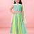 Girls sage green cotton bandhani print lehenga set with dupatta | three quarter sleeves | asymmetric hem