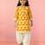 Girls yellow cotton animal print kurta with salwar set | three quarter sleeves | pakistani style | festive casual