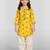 Girls yellow cotton animal print kurta with salwar set | three quarter sleeves | straight cut | festive ethnic wear