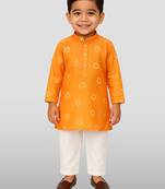 Cotton blend kurta set with pyjama for boyss| orange | diwali