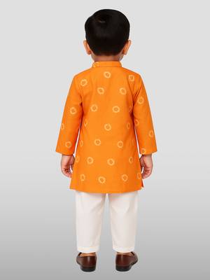 Cotton blend kurta set with pyjama for boyss| orange | diwali 2