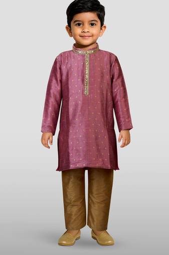 Silk blend kurta set with pyjama for boyss| purple | diwali