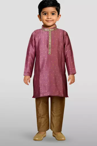 Silk blend kurta set with pyjama for boyss| purple | diwali