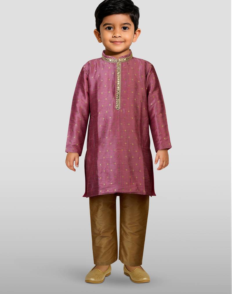 Silk blend kurta set with pyjama for boyss| purple | diwali