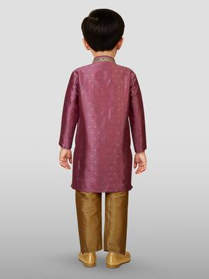 Silk blend kurta set with pyjama for boyss| purple | diwali 3