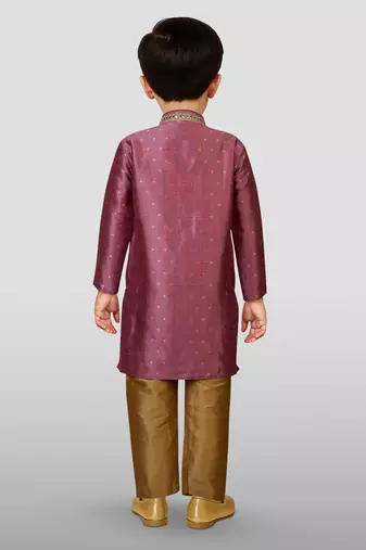Silk blend kurta set with pyjama for boyss| purple | diwali