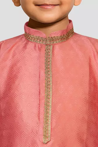 Silk blend kurta set with pyjama for boyss| pink | diwali