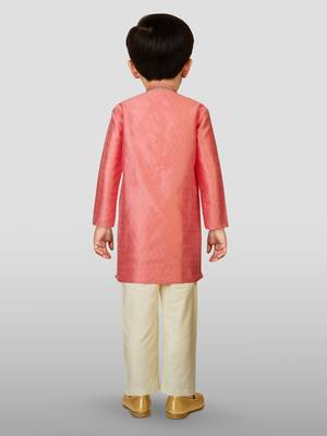 Silk blend kurta set with pyjama for boyss| pink | diwali 3