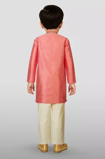 Silk blend kurta set with pyjama for boyss| pink | diwali