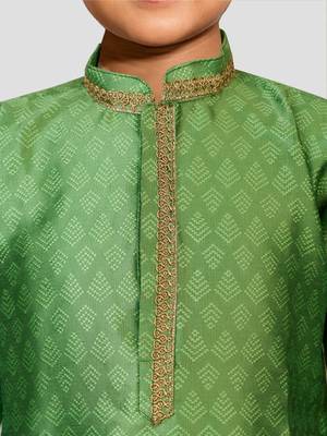 Silk blend kurta set with pyjama for boyss| green | diwali 2