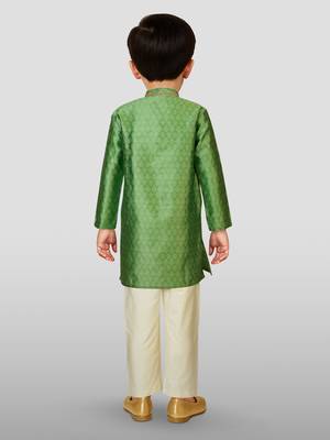 Silk blend kurta set with pyjama for boyss| green | diwali 3