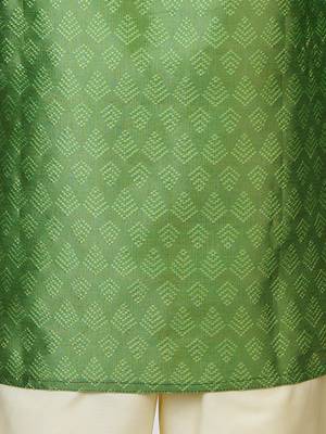 Silk blend kurta set with pyjama for boyss| green | diwali 4