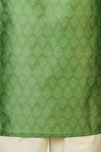 Silk blend kurta set with pyjama for boyss| green | diwali