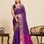 Purple striped pure silk banarasi saree with blouse