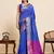 Royal blue striped pure silk banarasi saree with blouse