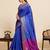Royal blue striped pure silk banarasi saree with blouse