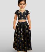 Dupion silk lehenga set for girls | black | diwali
