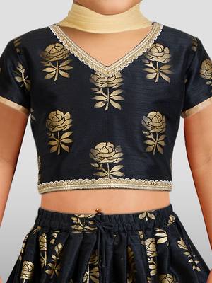 Dupion silk lehenga set for girls | black | diwali 2