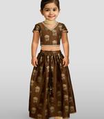 Dupion silk lehenga set for girls | coffee | diwali