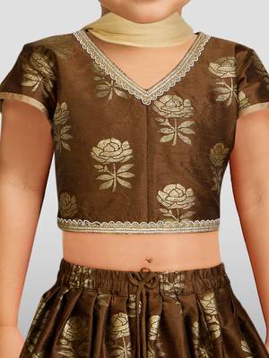 Dupion silk lehenga set for girls | coffee | diwali 2