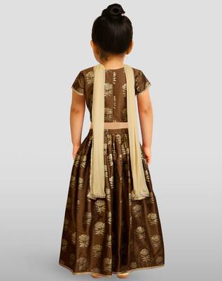 Dupion silk lehenga set for girls | coffee | diwali 3