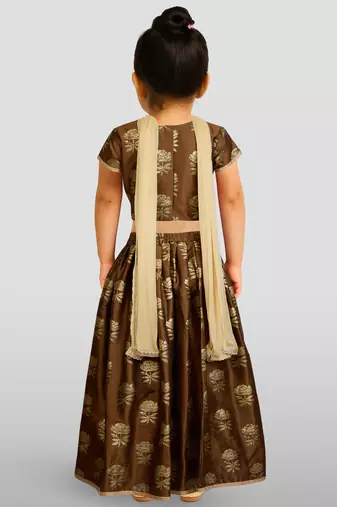 Dupion silk lehenga set for girls | coffee | diwali