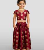 Dupion silk lehenga set for girls | maroon | diwali