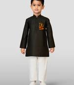 Cotton printed kurta set with pyjama for boys | black | navratri special