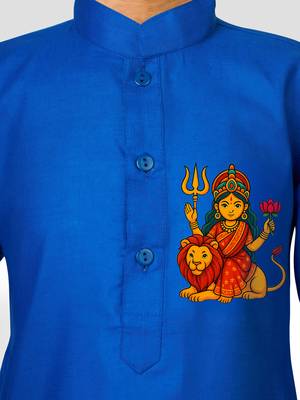 Cotton printed kurta set with pyjama for boys | blue | navratri special 2