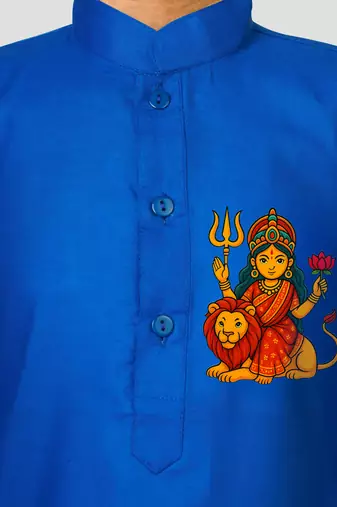 Cotton printed kurta set with pyjama for boys | blue | navratri special