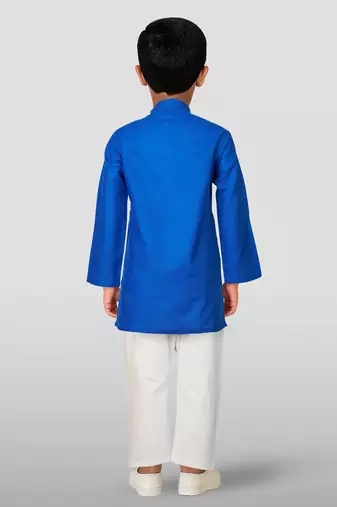 Cotton printed kurta set with pyjama for boys | blue | navratri special