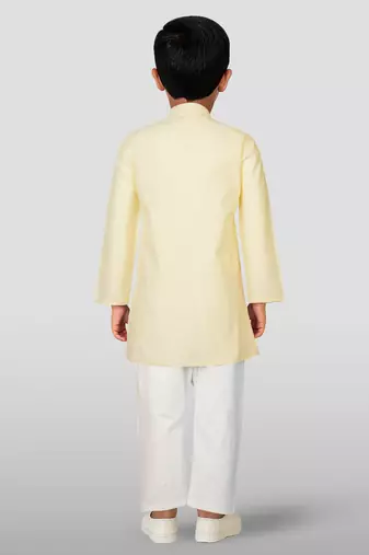 Cotton printed kurta set with pyjama for boys | cream | navratri special