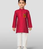 Cotton printed kurta set with pyjama for boys | maroon | navratri special