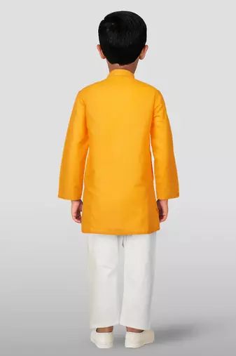 Cotton printed kurta set with pyjama for boys | orange | navratri special