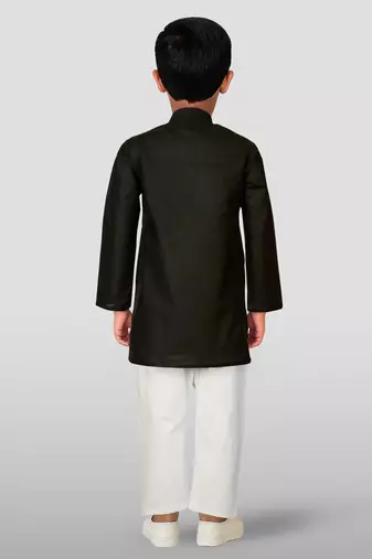 Cotton printed kurta set with pyjama for boyss | black | navratri special