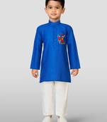Cotton printed kurta set with pyjama for boyss | blue | navratri special