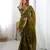 Mehandi green color silk blend thread sequince embroidered work saree with blouse