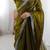 Mehandi green color silk blend thread sequince embroidered work saree with blouse