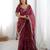 Maroon color silk blend thread sequince embroidered work saree with blouse